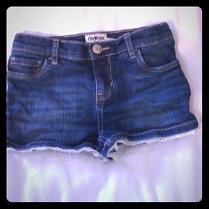 Girls OshKosh blue jean shorts with lace detail